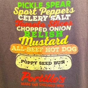 PORTILLOS Chicago t-shirt hot dog style Italian eatery mens tee cubs bears IL